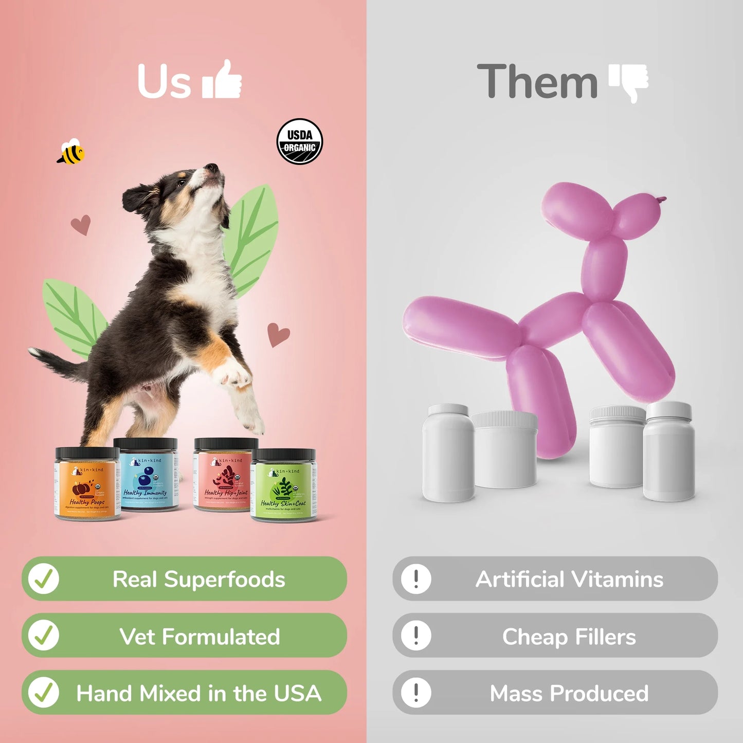 Organic Hip & Joint Supplement for Dogs & Cats - Vet Formulated with Turmeric, Black Pepper & Coconut - Natural Supplement for Dog & Cat Joint Support & Health - Made in USA